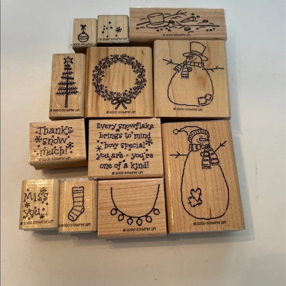 Stampin’ Up Thanks Snow Much Wood Mounted set of 12